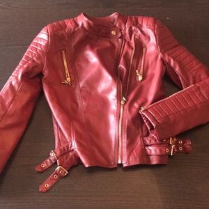 Girls Red Vegan Leather jacket